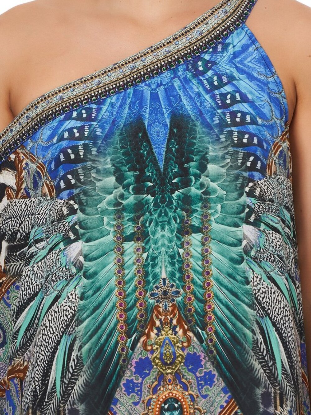 NWOT Camilla One-Shoulder Kaftan Animal Army S/M $649 - Picture 2 of 11